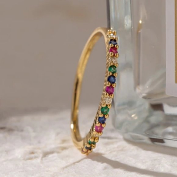 Jewelry - NEW 18K Gold Plated Multi Color Gemstone Ring